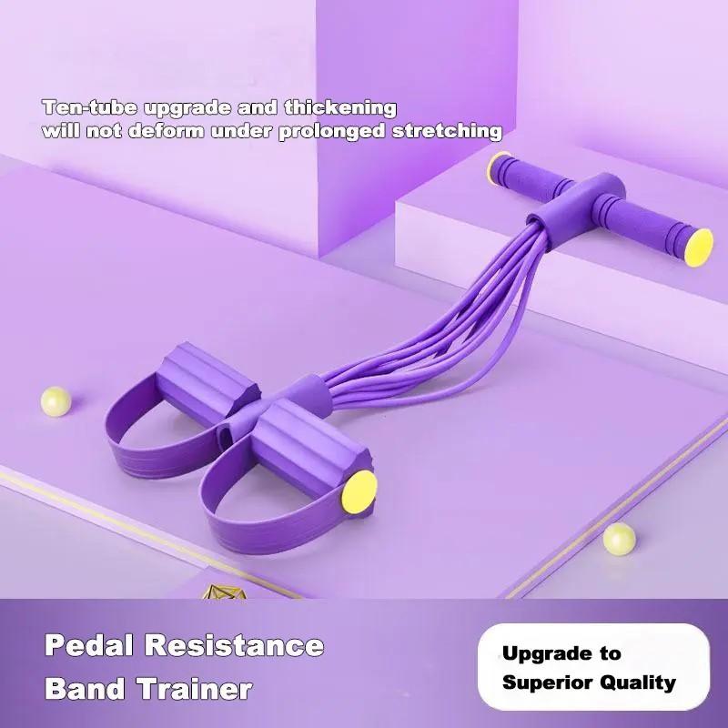 Multifunction Pedal Resistance Trainer with 10 Tubes Enhanced Version – Stronger Resistance for Effective Training, Portable Foot Pedal Exerciser for Full-Body Home Workout, Stretching & Fitness Training