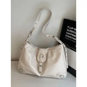 Women's Solid Color Belted Design Hobo Bag, Fashionable PU Leather Shoulder Bag for Daily Used, Casual Trendy Versatile High-quality Daily Commuting Bag