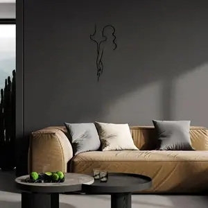 1pc Couple Metal Wall Art, Couple Statue Mural, Perfect for Bedroom, Love Nook, Romantic Space Decor, Modern Home Decoration, Valentine's Decor, Ideal Gift for Romance Seekers