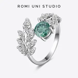 [#C002 TODAY ONLY ]Emerald Green 1.0ct Leaf Ring, Premium 5A Cubic Zirconia Center Stone Statement Ring, Perfect for Proposal Wedding Birthday Anniversary Daily Wear