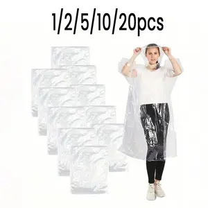 One-Use Thick Raincoat with Windproof Hood, Portable Waterproof Rain Poncho for Travel and Outdoor Activities, Hotel Essential, Waterproof Hooded Raincoat, Rainy Season