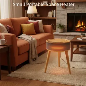 Bedroom heater, round table heater, table-type heater, multi-functional bedside table heater, with overheat protection and tip-over protection, intelligent energy saving, suitable for apartments and bedrooms.