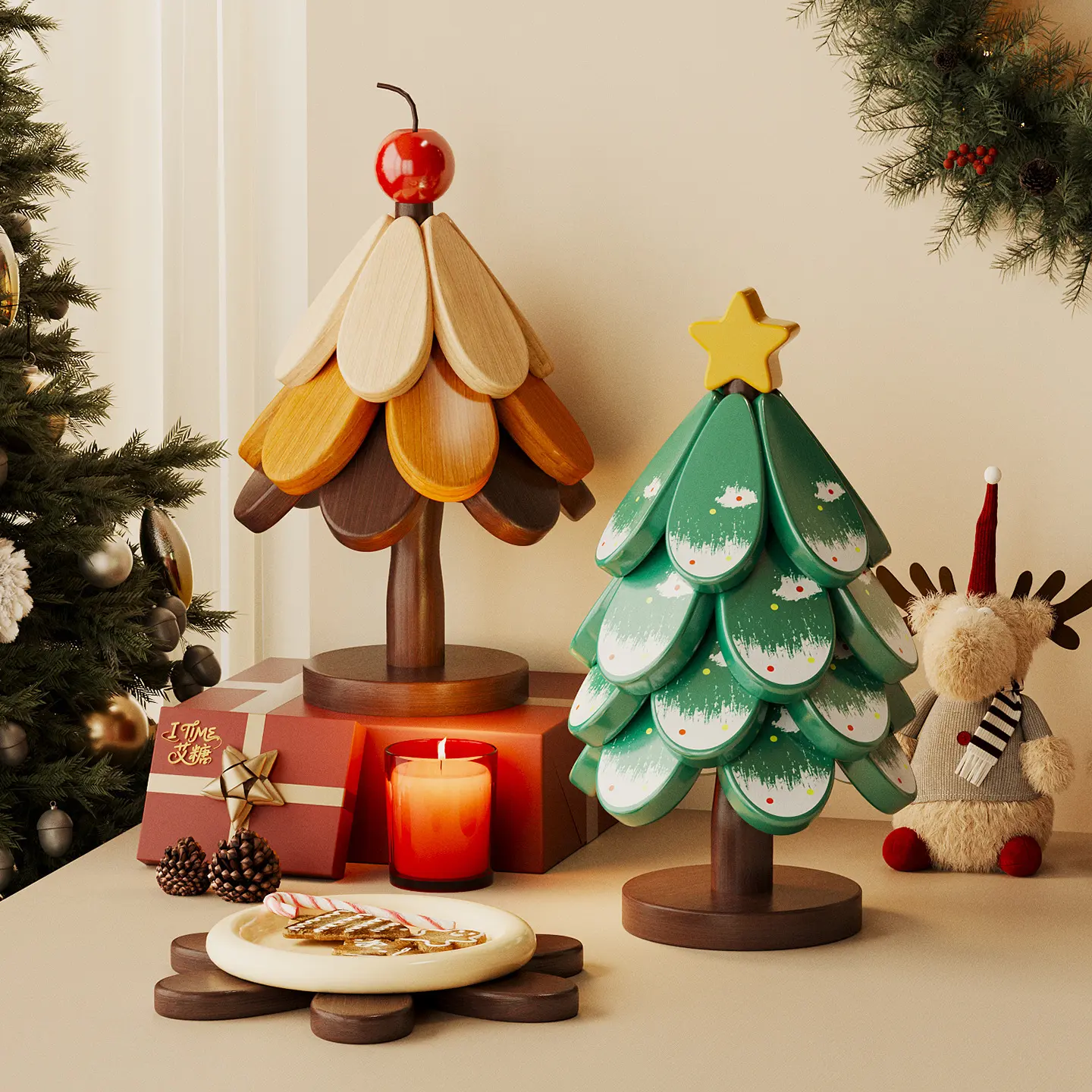 Christmas Tree Thermal Insulation Mat - Wood Dining Table Ornament, Anti-Scalding Coaster, Creative Home Decor Accessory