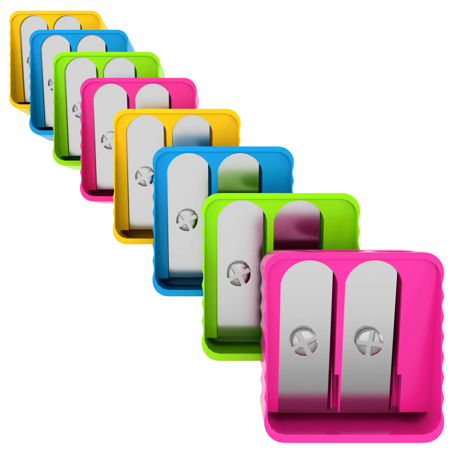 Handheld Pencil Sharpeners - Double Hole For Pencil And Crayon, Assorted Colors