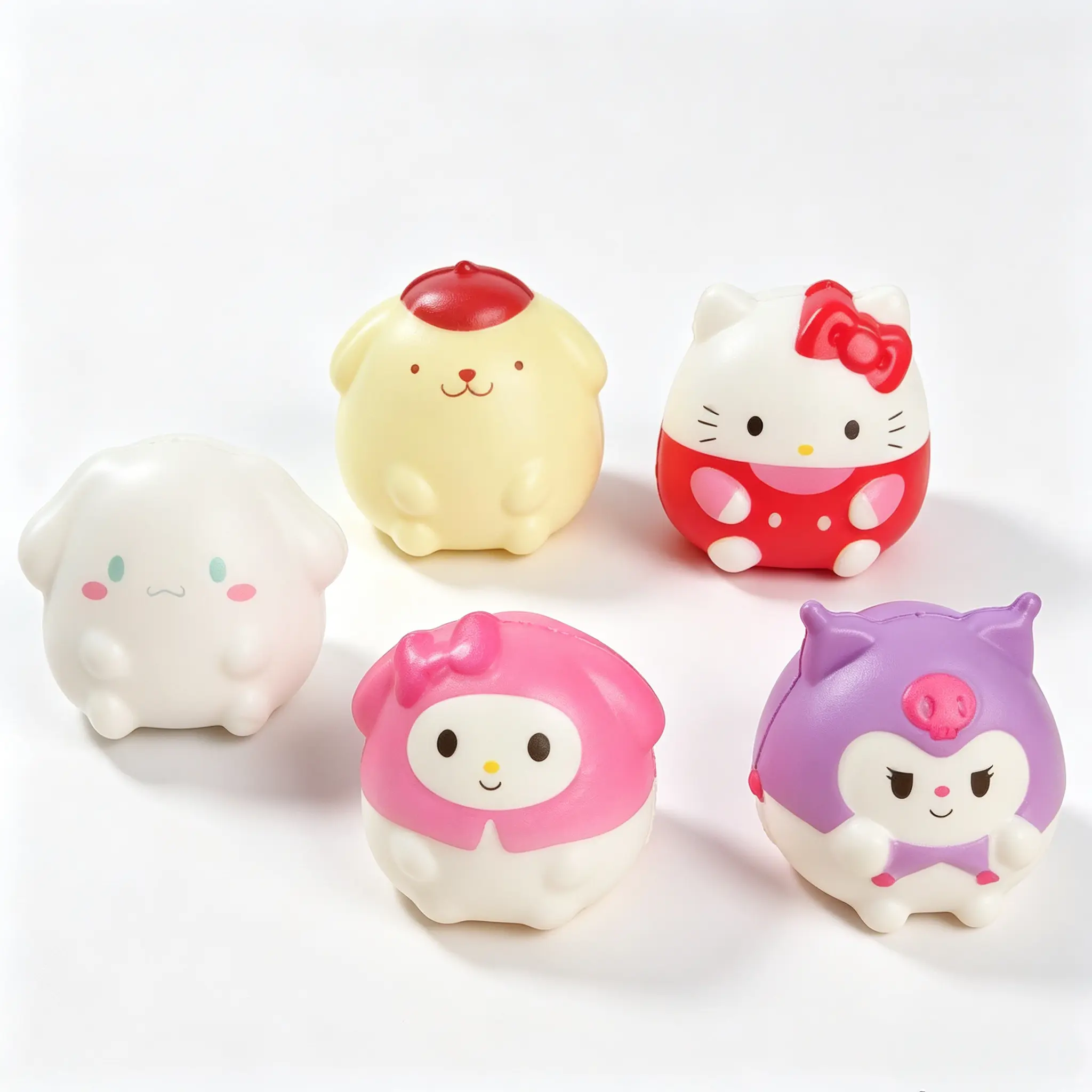 Sanrio Soft Rubber Fidget Toy - Cartoon Cutie Slow-Rebound Small Size Stress Relief Sensory Toy, Portable Home Decor Statue Figurine, Collectible Gift for Girls