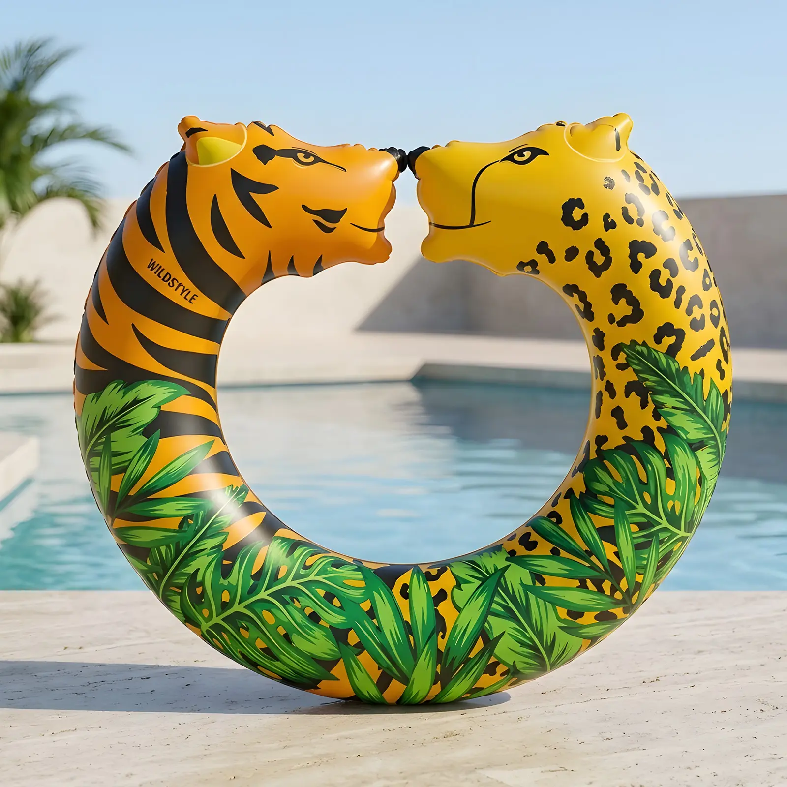 Adult Inflatable Pool Float Tube, Tiger Leopard Print PVC Water Lounger for Pool, Beach, Vacation and Summer Party