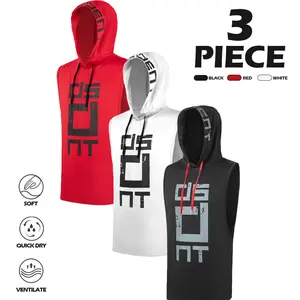 3 Pack Mens Sleeveless Hoodies, Graphic Muscle Tank Tops, Gym Workout Training Vest, Bodybuilding Athletic Shirts, Activewear Tee Tops, TikTokShopSpringDeals