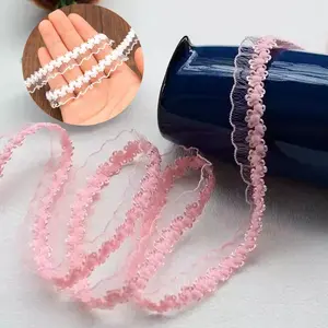 1 Yard 1.5cm Colorful Nylon Lace Elastic Band, Toy Clothing Decoration, Fish Thread Trim, Sewing Accessory, Base Unit Count 1