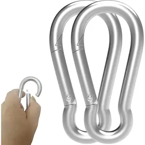 Heavy-Duty Carabiner Clip 1.57"–5.5", Black/Silver Spring Snap Hook, Quick Link Keychain Clip for Keys, Swing Set, Camping, Fishing, Hiking & Traveling (120–1350 lbs)