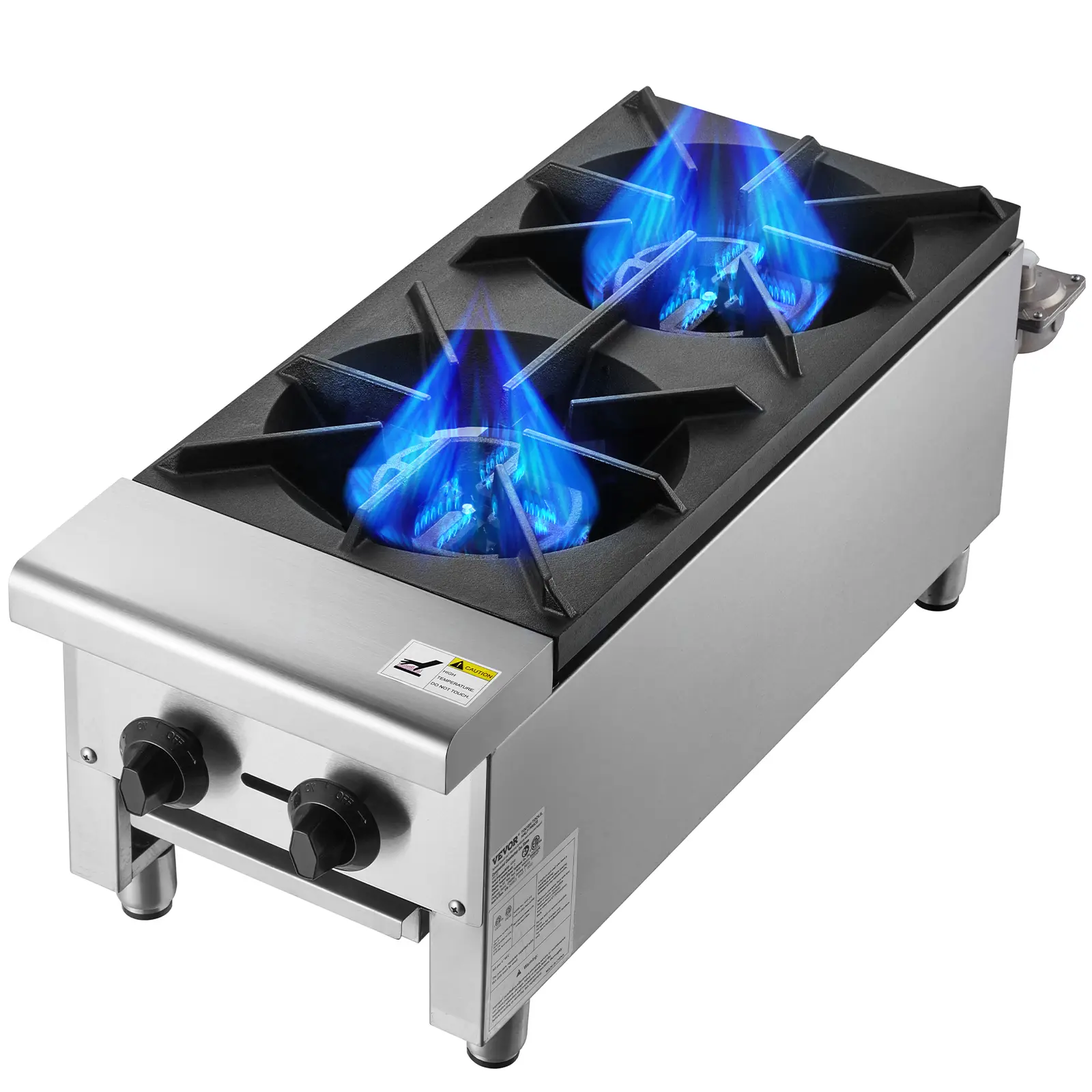 VEVOR Commercial Gas Stove with 2 Burners,  Propane and Natural Gas Countertop Cooking Stove Range, Stainless Steel Gas Hot Plate, Commercial Cooking Equipment for Restaurant, 56,000 BTU#BackToSchool