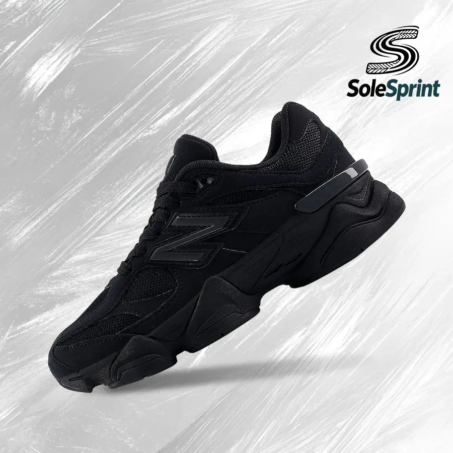 NEW BALANCE Women's 9060 Vintage-Inspired Athletic Trainers in Triple Black, Shock-Absorbing Comfort for Gym to Streetwear, Athletic Running Trainers, Sporty Running Shoes, Casual, Shoe, Sneaker, Footwear, Sneakers