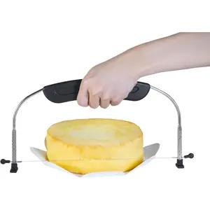 Adjustable Cake LevCake Cutter Slicer Leveler 9 Height Settings Premium Stainless Steel Double Wires for Precise Slicing & Leveling Black