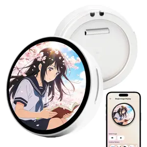 Electronic Badge BT Dynamic 2D Anime Peripheral Smart Touchscreen DIY Badge Pendant, Customizable Accessory for Fans & Collectors
