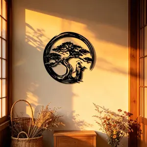 Japanese Bonsai Tree Metal Wall Art, Unique Torii Gate Design, Hollow Decorative Piece, Creative Modern Home Accent, Perfect Housewarming Gift