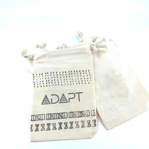 Hand Stamped, Adapt, Cotton Drawstring Pouches 4" x 6" Gift