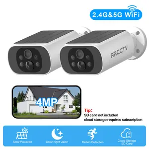 ARCCTV APP 4MP Wireless Solar Camera,2.4G&5G WiFi Security Camera,IP65 Waterproof,2 Way Talk,Smart Siren,Color Night Vision,Motion Detection,2 Pack