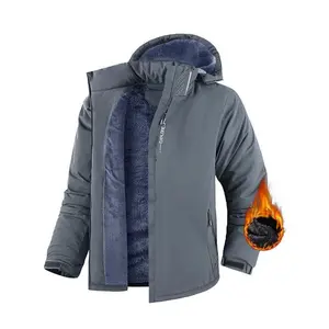 New Outdoor Hiking Jacket, Autumn & Winter Fleece Lined Warm Windproof Waterproof Fashion Simple Jacket, Casual Loose Fit Woven Fabric(Raincoats)