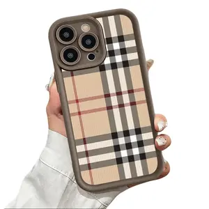 Stylish Plaid Checkered Pattern Aesthetic Design Case for iPhone 17 16 15 14 Pro Max 13 12 11 XR XS Plus Air Slim Lightweight Shockproof Anti Drop Protective Durable TPU Cover