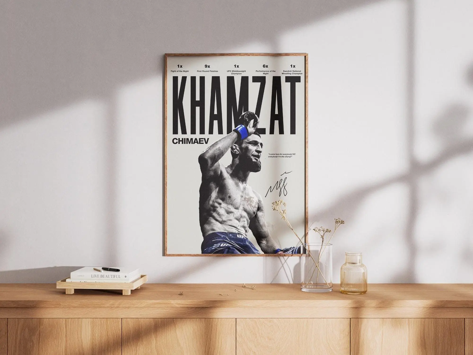 Khamzat Chimaev Poster, UFC MMA Wall Art, Welterweight & Middleweight Fighter Print, Minimalist Fight Poster, MMA Fan Gift Download( Unframed - Print Only )