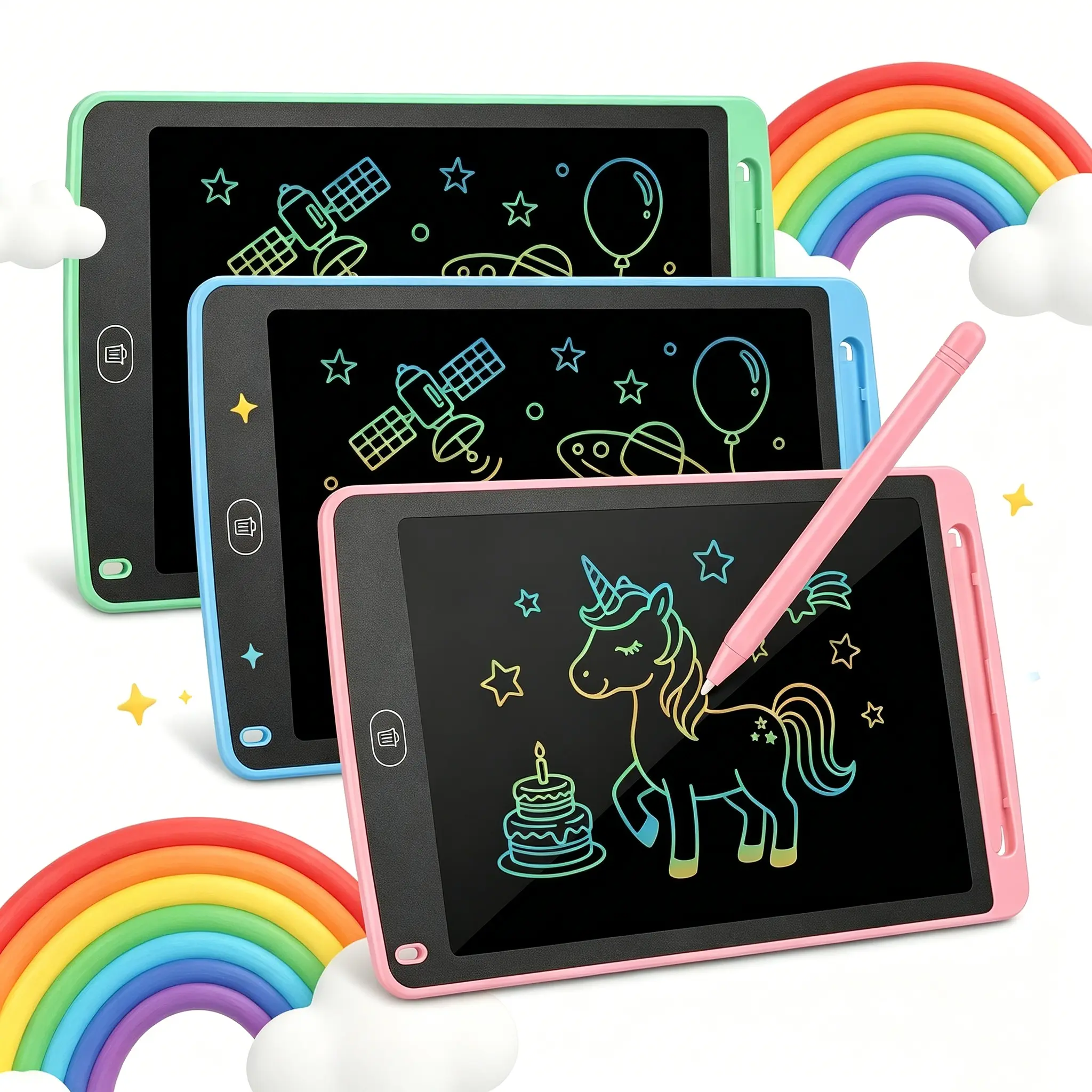 3 Pack LCD Drawing Tablets for Kids - No Stains, No Mess! 8.5" Colorful Electronic Doodle Boards | Lockable Screen, Easy Erase, Ideal for Road Trips, Restaurants & Quiet Play