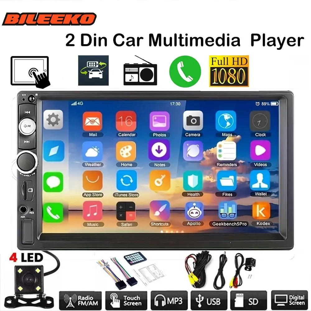 2din Car Mp5 Audio Video Player, Phone Screen Sync, Bluetooth-compatible Connectivity, Abs Material, Ideal for Driving Entertainment