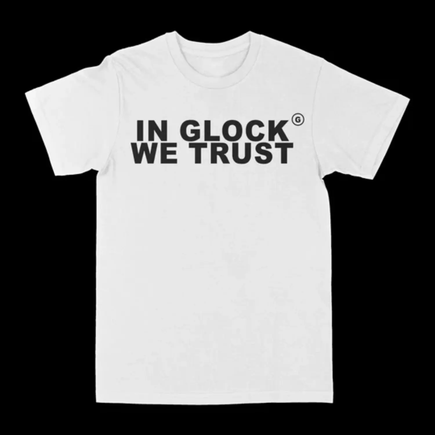 Men's Casual Graphic T-Shirt, Loose-Fitting "In Glock We Trust" Shortsleeve Top in Breathable Knit Cotton, Menswear, Four Seasons
