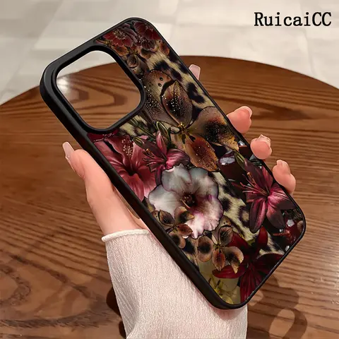 Magnetic MagSafe-Ready iPhone Cases for 11/12/13/14/15/16/17/18 Pro Max/Air/Plus, Customized Leopard Print & Flower Aesthetic Protection Cases, Anti-Drop, Ultra-Thin, Screen Protector-Resistant TikTok-Friendly Mobile Accessory for Everyday Use