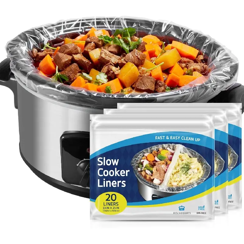 Crock Pot Liners, 60 Count 13" x 21" Large Size Slow Cooker Liners Fits 3-8 Quart Pots, Disposable Cooking Bags Suitable for Oval & Round & Retangular Crock Pot