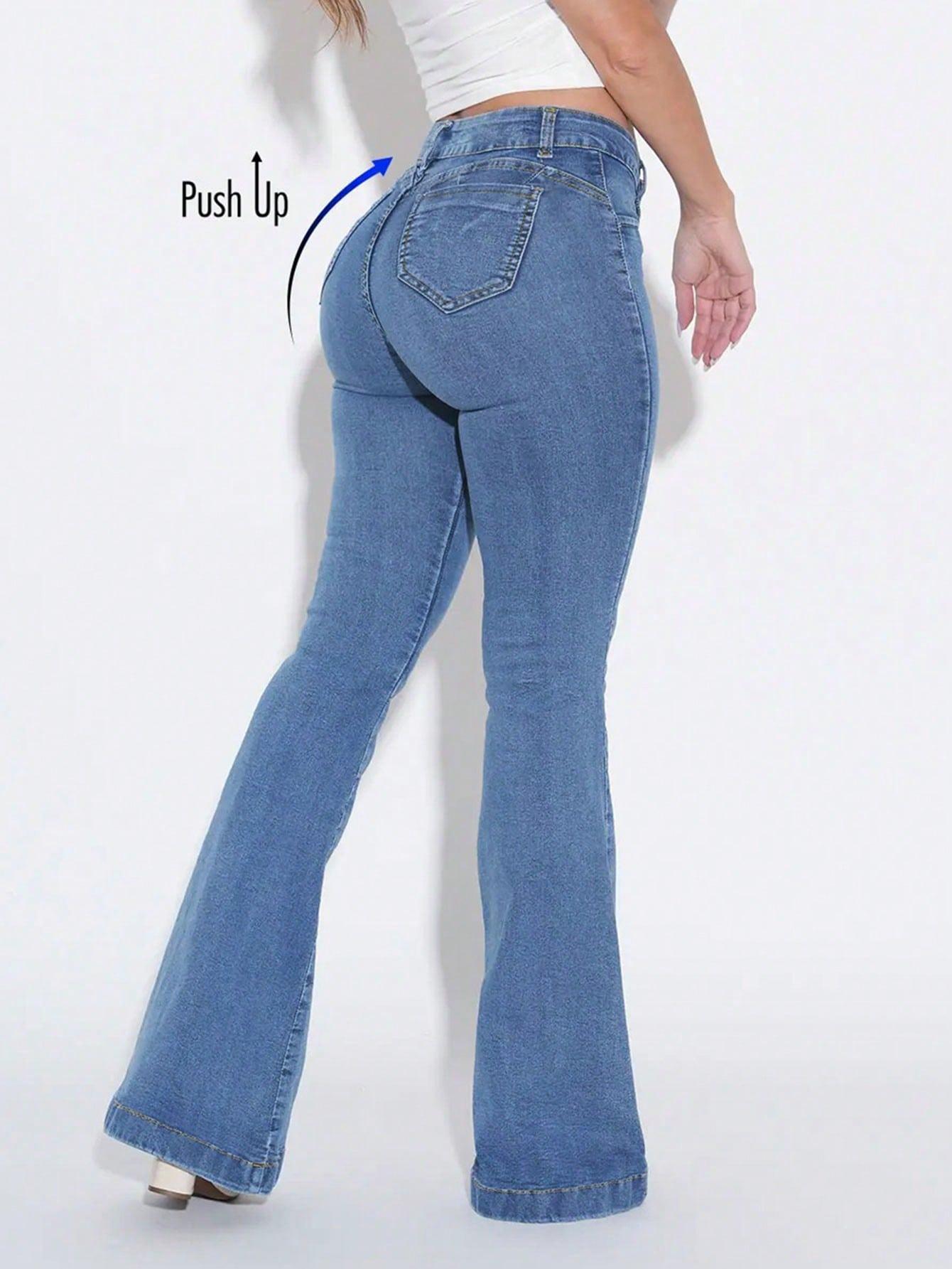 Elastic Stretch Tights Slightly Flared Hip Lift Denim Trousers Springtok flared jeans Bottoms Breathable