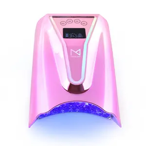 M SHOP Crystal Cure 128W UV LED Nail Lamp with 45 Powerful LEDs Rechargeable Auto Sensor Professional Gel Nail Dryer for Manicures & Pedicures Purple Cordless Drying