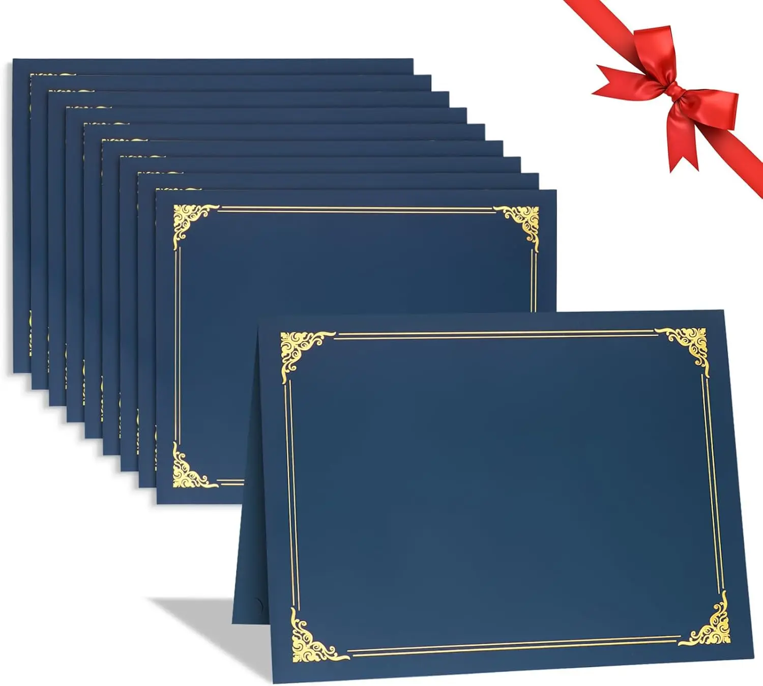 Certificate Holders, Navy Blue Certificate Covers, Diploma Holders, Certificate Folders with Gold Foil Border for Letter Size 8.5" x 11" Certificates, Diploma, Documents, Award Cover