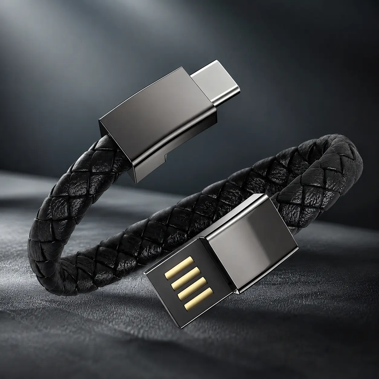 Fast Charging Type-C Bracelet Data Cable Wearable Wristband Portable Charging Device Durable Leather Band for Easy On-the-Go Power Charger