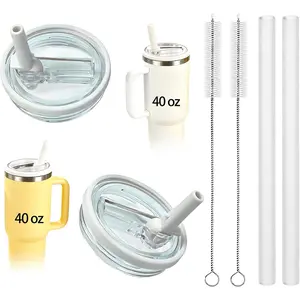 2 Pack 40 oz Replacement  Compatible with  40oz Bottles Only, Flip Straw Traveler , Leakproof Flip Top Caps, Dishwasher Safe,  Only, No Bottle Included (Creamy)