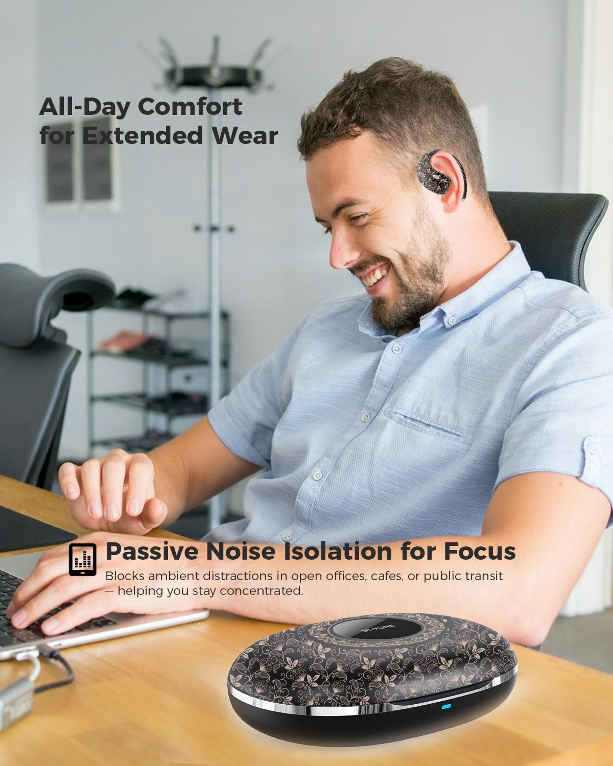 Noise Cancelling Bluetooth Earpiece, Wireless Headset for Clear Calls, Hands-Free Calling for Work and Daily Use, Stable Connection, Comfortable Fit, Easy Control