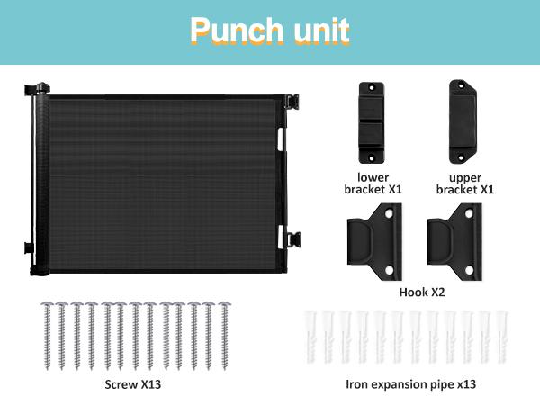 Retractable Baby Gate,Mesh Baby Gate or Mesh Dog Gate,33.6" Tall,Extends up to 55"71" 118"168"197"Wide,Child Safety Gate for Doorways,Stairs,Hallways,Indoor/Outdoor（black/grey）