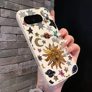 Rounded Edge Phone Case for Google Pixel 10 9 XL 8 7 Pro A Celestial Emblem Array Pattern Anti-Scratch Shockproof Soft Liquid Silicone Protective Cover Smartphone Casing