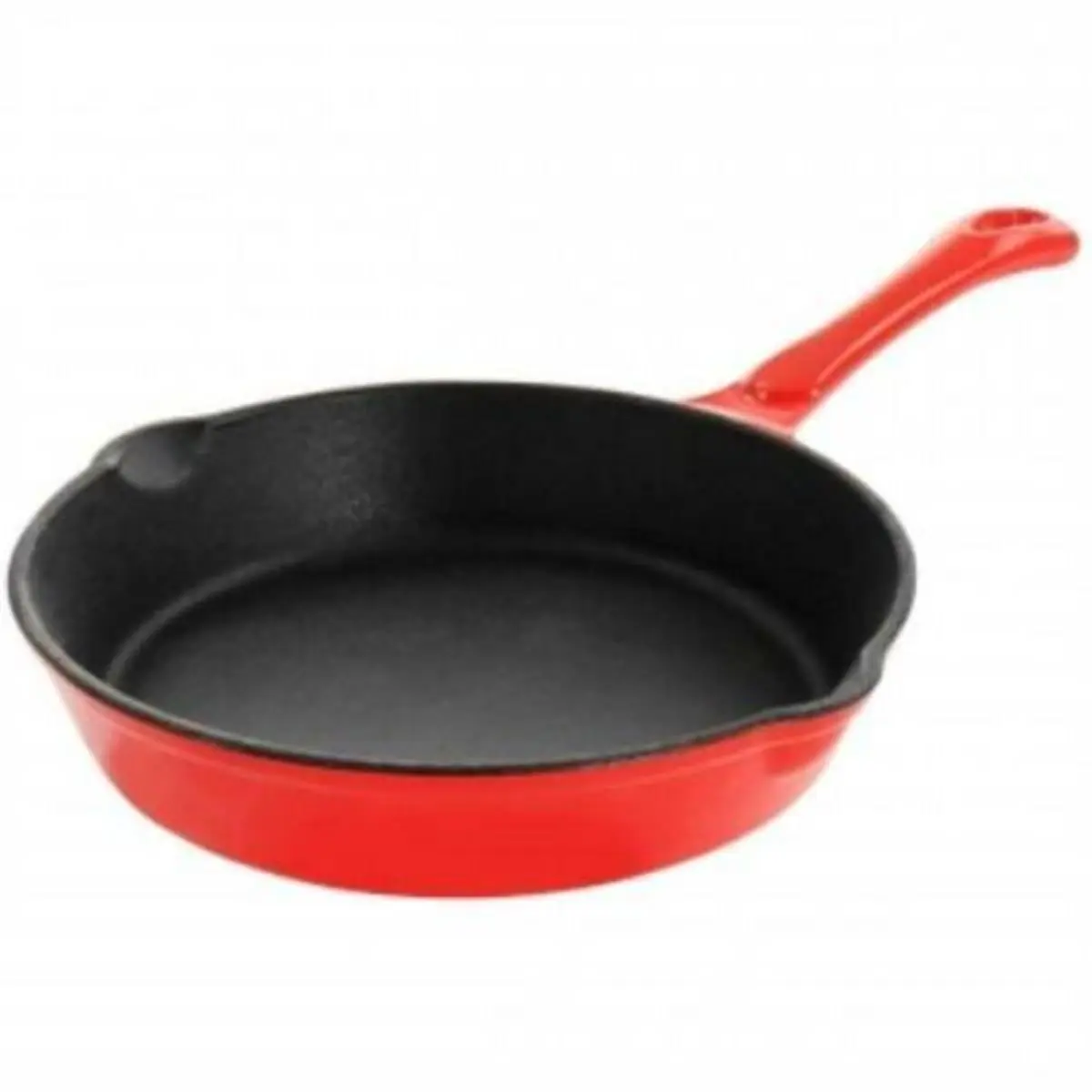MegaChef MCCE-8RED 8 in. Enameled Round PreSeasoned Cast Iron Cookware Frying Pan, Red - Ideal for Dishes, Meat - Hanging-Ready Design