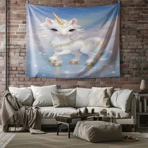 Dreamy Style Unicorn Print Tapestry, Design Full of Fairy Tale Feeling and Healing Atmosphere, Soft and Comfortable Leisure Gift, Fashionable and Durable, Suitable for All Seasons