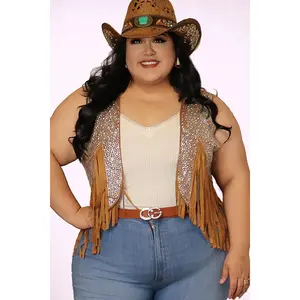 Plus Size Fringe Sequin Western Vest | Divas Fashion Boutique