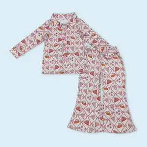 Thanksgiving pumpkin pie girls long sleeve button pajama set