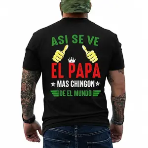 ASI SE VE EL PAPA Mas Chingon De El Mundo Print Shirt, Top Menswear, Cotton Tee Shirt , Underwear Tshirt, Streetwear Human,Men's Casual Crew Neck T-Shirt, Menswear, Tops,Gift for Husband, Unisex