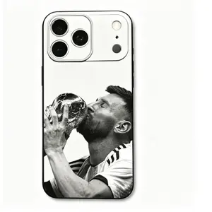 Football Star - Messi Theme Liquid Phone Case, Compatible with iPhone 17, 16, 15, 14, 13, and 12, Black Soft Silicone Case