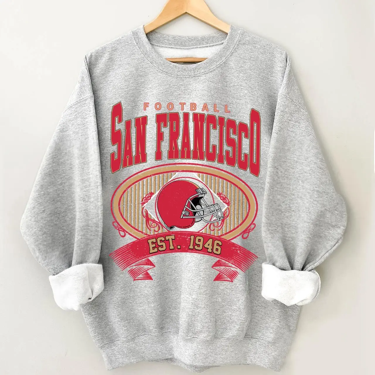 Vintage 90s San Francisco Football Sweatshirt, San Francisco Football Fan Gifts Crewneck Sweatshirt, Unisex Gifts For Football Fan
