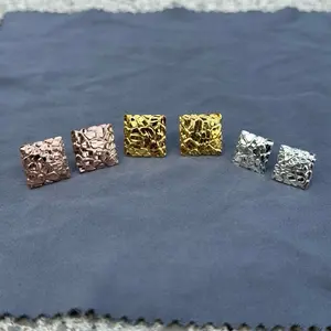 925 Silver Square Nugget Earrings - Gift For Him - Gift For Her