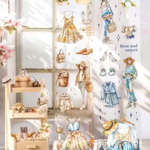 Cute Girl Ootd Sexy Fashion Tape Set, 6 Pieces, 200cm/roll, Gift Packaging Decoration, Stylish & Trendy Design