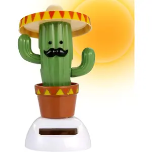 Solar Powered Dancing Cactus – Sun Power Swinging Animated Bobble Dancer Solar Figurine for Car Dashboard Dancing Cactus Holiday Car Decoration Solar Figures for Office Home Desk