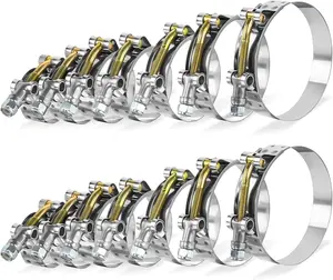 T-Bolt Hose Clamp Set, 14 count Heavy-Duty Turbo Intake Radiator Hose Clamps, 304 Stainless Steel, Sizes 1" (32-37mm) to 3" (83-91mm)