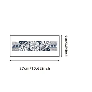 4 Large Image Herbs Temporary Tattoos, Including 1 Cherry Blossom, Wave, Carp, Maya Elements and Other Styles, Lasting for 7-15 Days, Waterproof and Friction Resistant, Real Effect, Suitable for People Who Are Afraid of Pain, Do Not Want to Tattoo