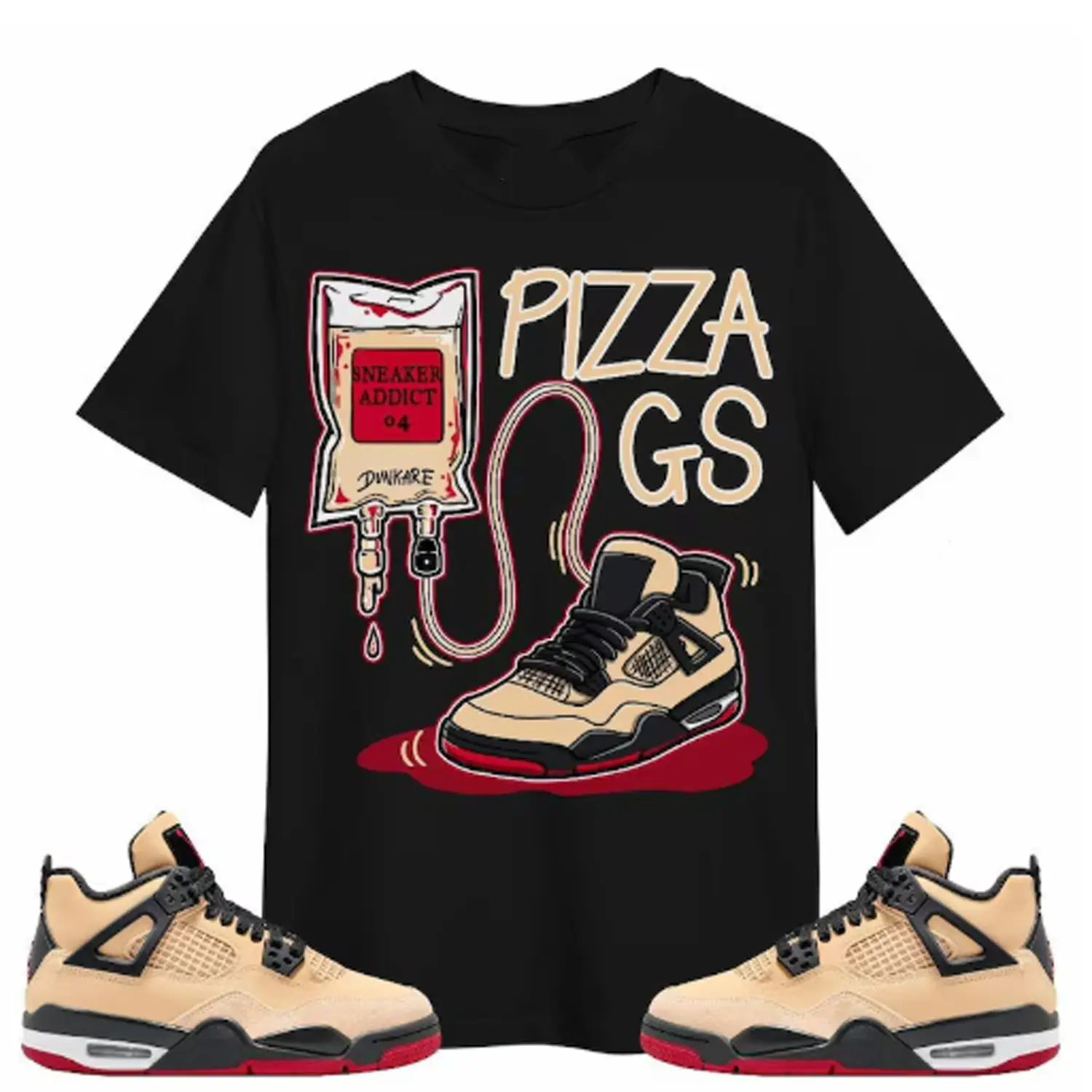 T-Shirt to Match Jordan Retro Pizza GS 4s Featuring Sneaker-Inspired Design