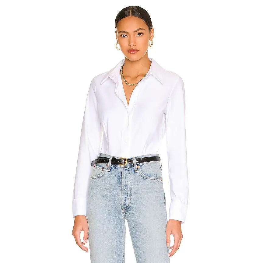 Commando Classic Button Down Bodysuit in White